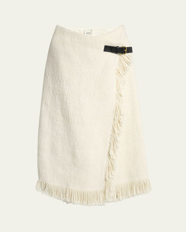Galla Woven Fringe-Trim Skirt